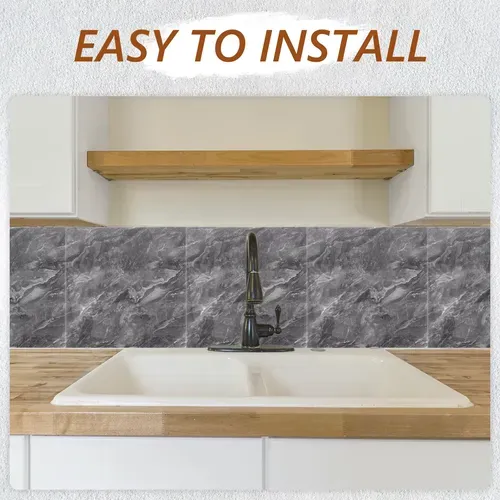 30Pcs 60×60cm Peel and Stick Marble Tiles Grey Realistic Texture Waterproof Scratch Resistant Kitchen Bathroom Living Room Wall Covering