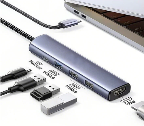 Portable 5-in-1 USB-C Hub with 4K HDMI Output