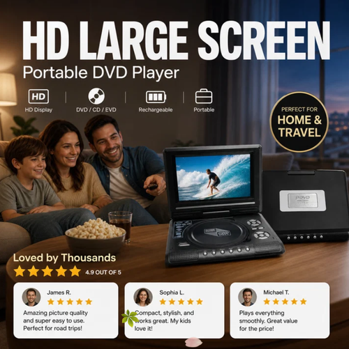 📺 9 HD Portable DVD EVD Player – Large Screen, Rechargeable