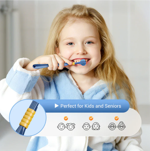 Three-headed multi-angle cleaning toothbrush
