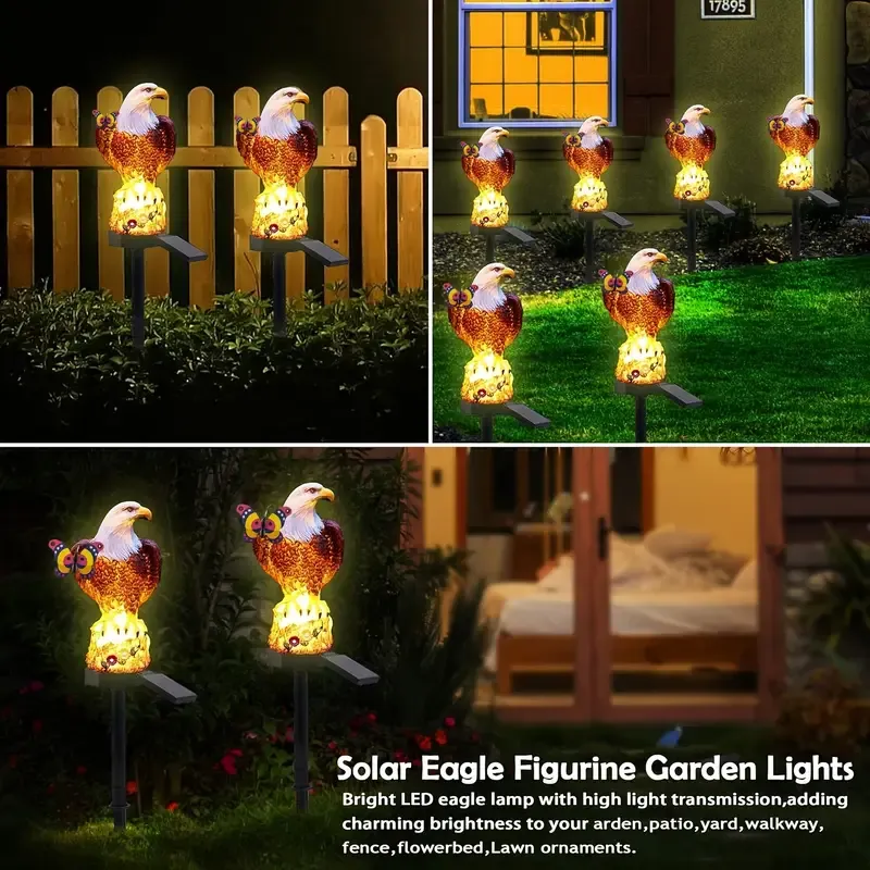 Solar-powered eagle ground plug lights