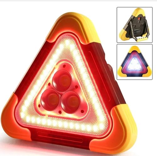 2-IN-1 Solar Emergency Triangle Warning Light at the Roadside