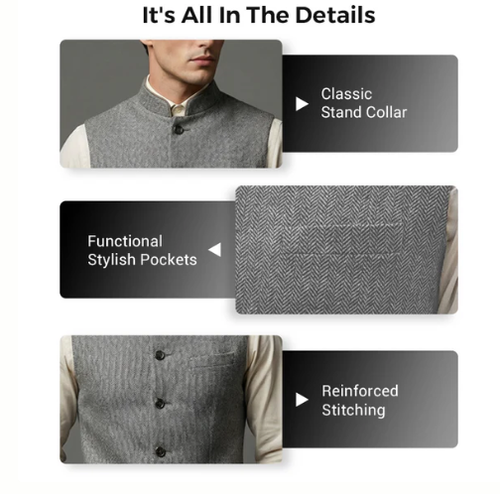 Gilet à chevrons pour homme avec col montant