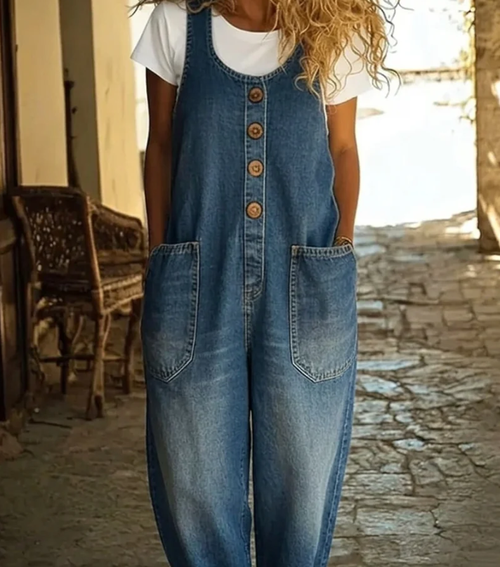 Vintage Washed Cotton Denim Overalls