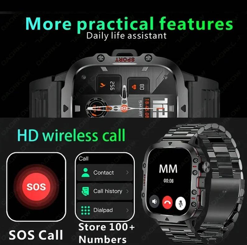 🔥 Rugged Outdoor Smart Watch - 100+ Sports Modes（Two straps）