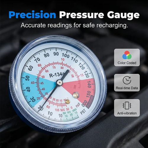 R134a AC Refrigerant Charging Hose with Gauge – Universal & Easy DIY Tool 🔧
