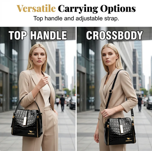 Glossy Crocodile Pattern Women's Handbag