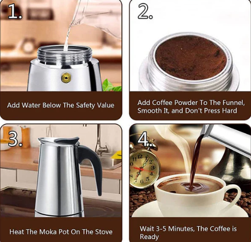 Italian Moka Pot, Stainless Steel Home Moka Coffee Maker, Coffee Brewing Equipment
