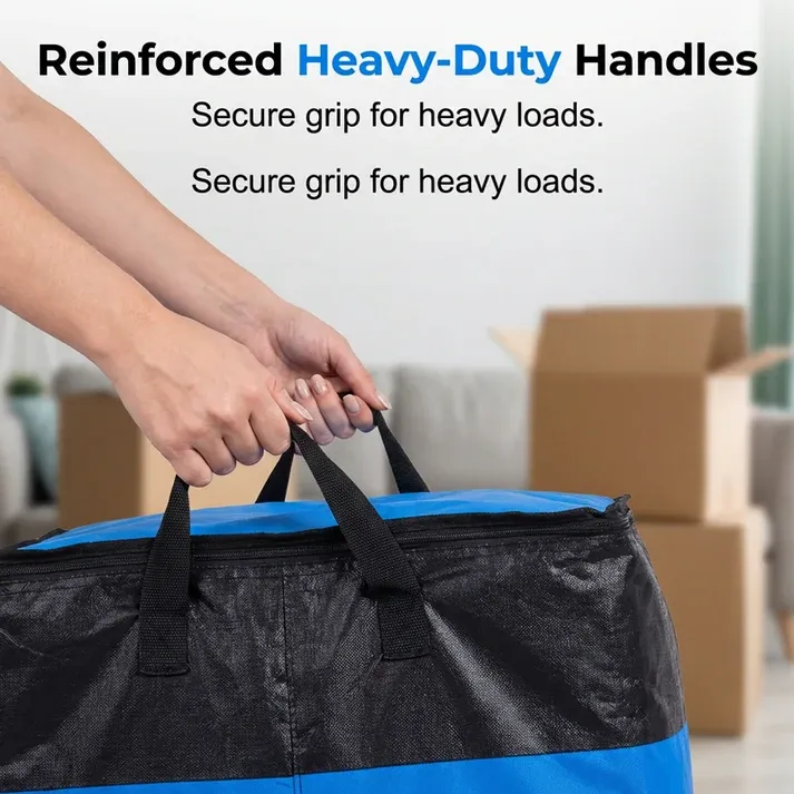 2PC Collapsible Storage and Moving Bag – Heavy-duty handles & zippered closure