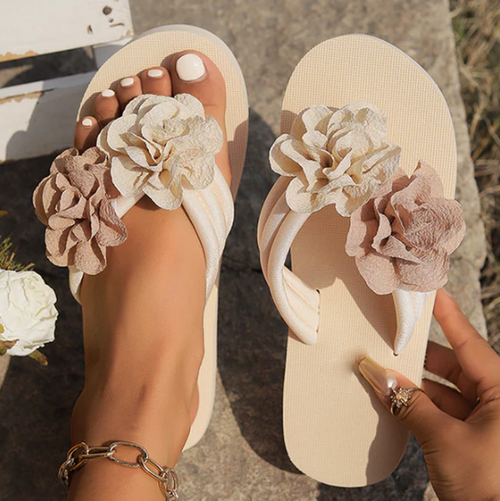 Women's Non-Slip Beach Sandals with Floral Details