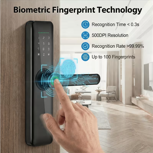 Smart Door Lock with Handle: Fingerprint Keyless Entry,