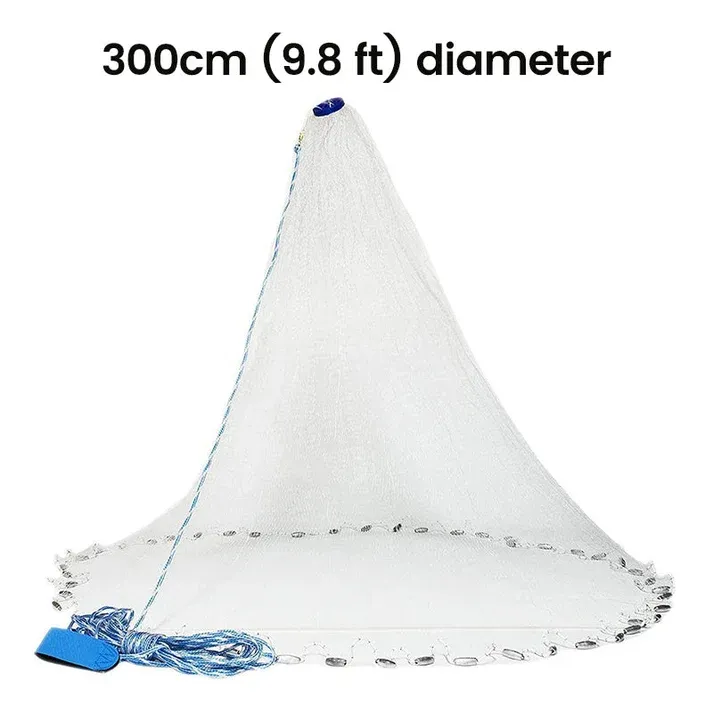 Easy-Throw Cast Net – Heavy-Duty Mesh, Rapid Sinking, Versatile 🌊