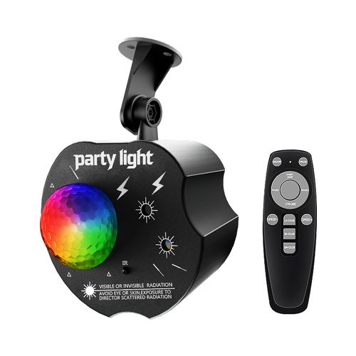 Red and green laser colored lights, voice-activated remote control, RGB magic ball disco lights