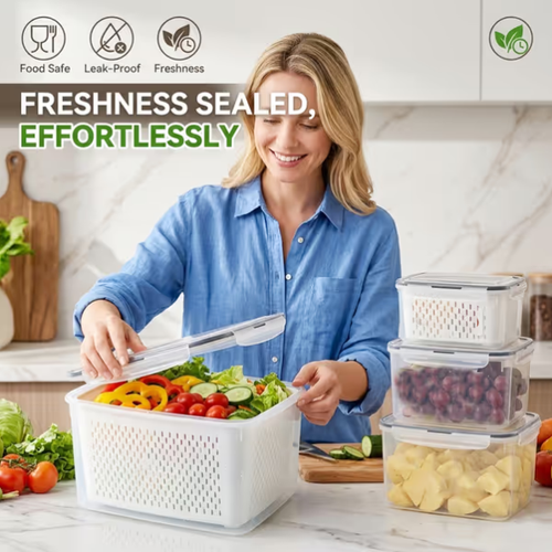 🍓 Refrigerator Food Storage Containers – Keep Fruits Fresh4-piece set
