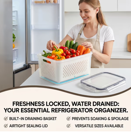 🍓 Refrigerator Food Storage Containers – Keep Fruits Fresh4-piece set