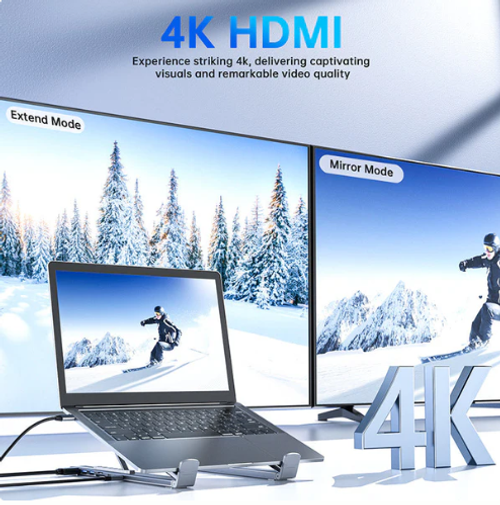 Station d'Accueil USB-C 8-en-1 – Support Réglable, HDMI 4K & Transfert Rapide