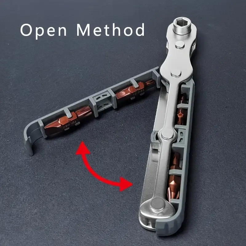 Two-way Multi-function, Ultra-thin Mini Ratchet Wrench with 8-piece Screwdriver Bits, Positive and Reverse Ratchet Screwdriver Right Angle Magnetic Wrench, Cross Short Screwdriver Bit Tool, High Torque Tight Screwdriver Set - Right Angle EDC Tool with 90 Degree Mini Offset Reversible Drive Handle and Multi Hex Bit Set
