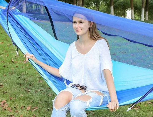 Automatic mosquito net anti-rollover hammock for outdoor camping leisure