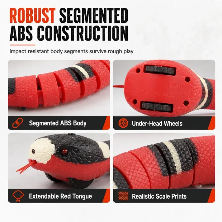 Smart Sensing Electric Snake Toy with Obstacle Avoidance Banded Krait Interactive Prank Toy for Kids