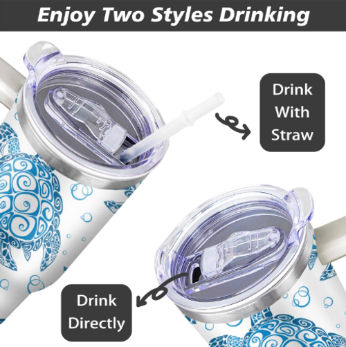 🌊40oz Insulated Mug with Large Capacity 304 Stainless Steel Handle, Car Mug