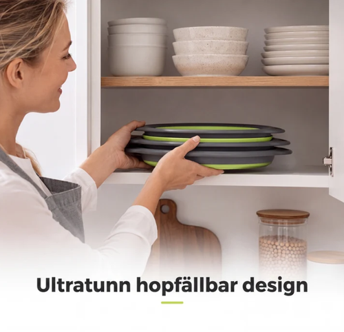 3-piece collapsible colander set with drain base