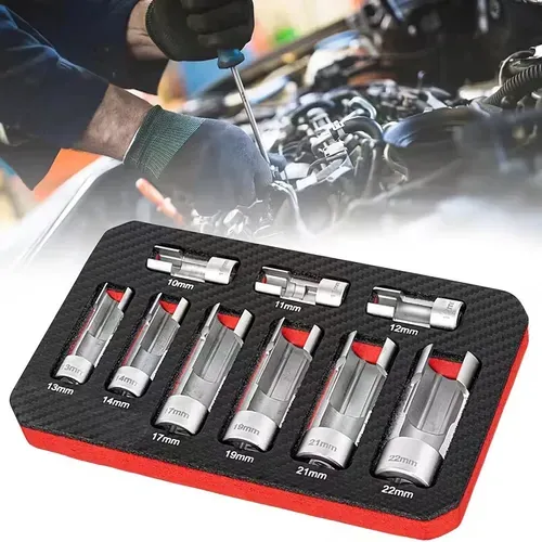 Socket Set for O2 Oxygen Sensors 9 Pieces Socket Set for O2 Sensors Sensor Removal Tool Wrench for Oxygen Sensors