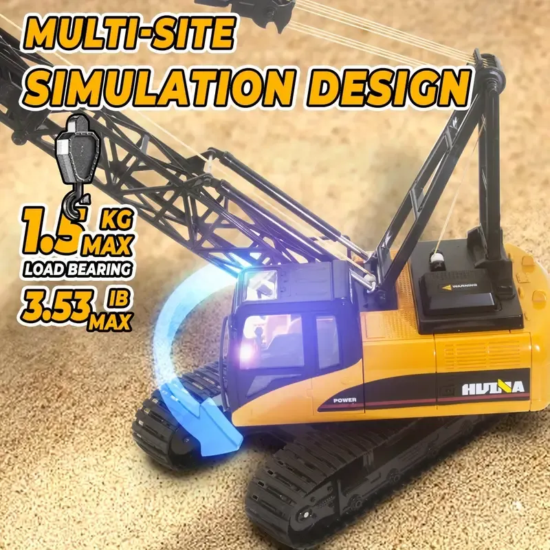 Remote Control Construction Toys, 15 Channel Electric Alloy Crane Truck With Heavy Metal Hook, 1:14 Scale Remote Control Lifting Construction Truck With Lights, Gifts