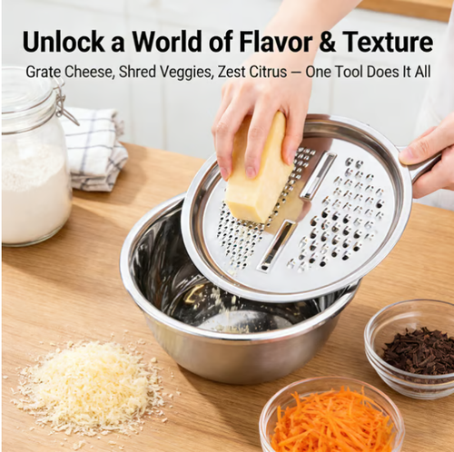 Quality 3-in-1 Stainless Steel Grater Bowl