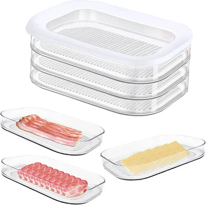 6-piece set (3 large + 3 small)Layer Reusable Food Storage Containers with Lid Clear Fridge Crisper