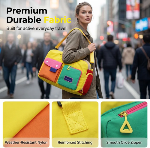 Casual Color Block Overnight Bag – Spacious & durable – Perfect for gym, travel or weekend trips – lightweight with carry handles