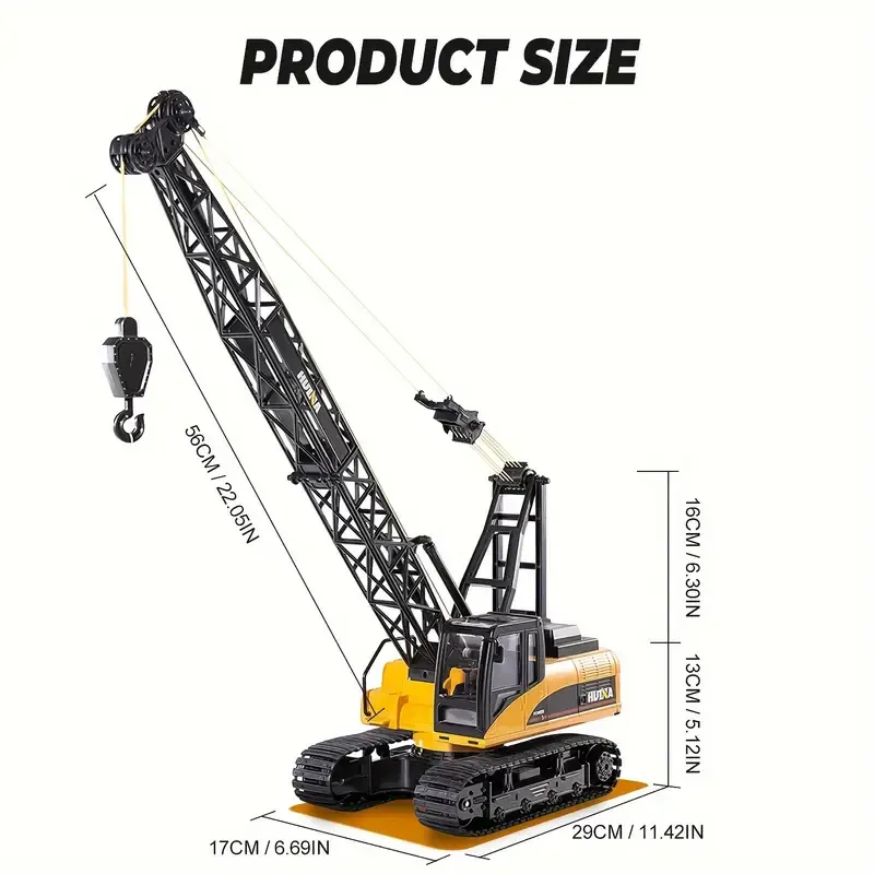 Remote Control Construction Toys, 15 Channel Electric Alloy Crane Truck With Heavy Metal Hook, 1:14 Scale Remote Control Lifting Construction Truck With Lights, Gifts