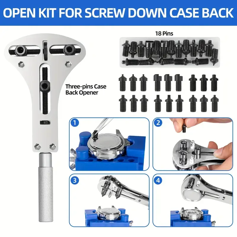210pcs Watch Repair Kit, Professional Watch Repair Tool, Watch Battery Replacement Tool Kit, Professional Spring Bar Tool Set, Watch Band Link Pin Tool Set With Carrying Case