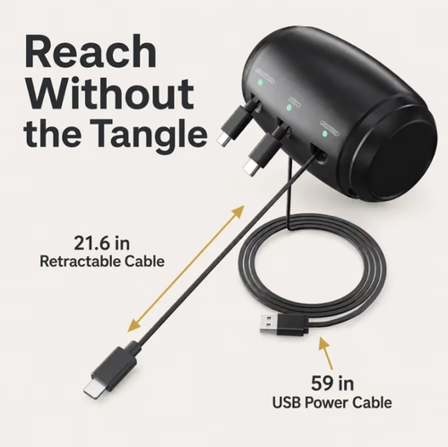 Headrest Car Charger with Retractable Cable