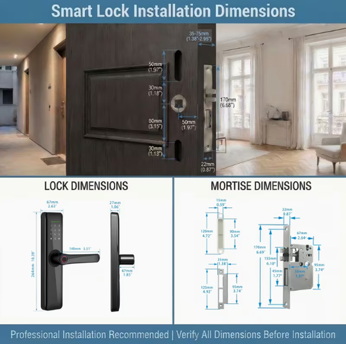 Smart Door Lock with Handle: Fingerprint Keyless Entry,