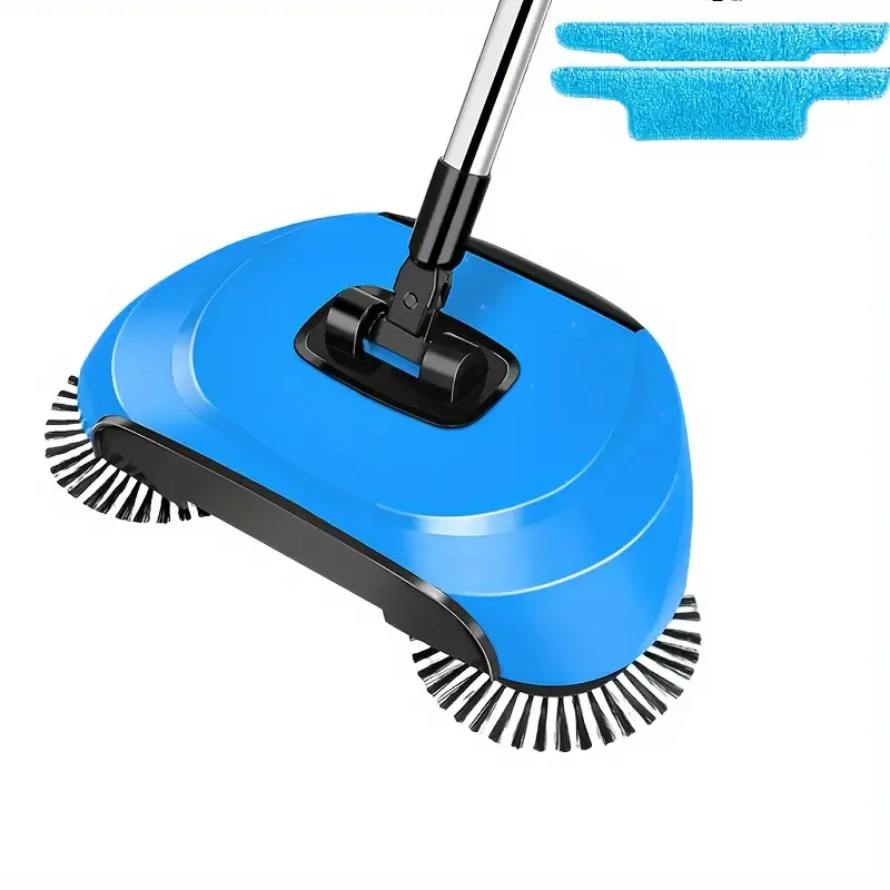 1 set, 3 in 1 multifunctional push sweeper, vacuum cleaner, push sweeper, mop, can remove garbage, pet hair and dust, wet and dry, suitable for hardwood tiles, comes with 2 cloths