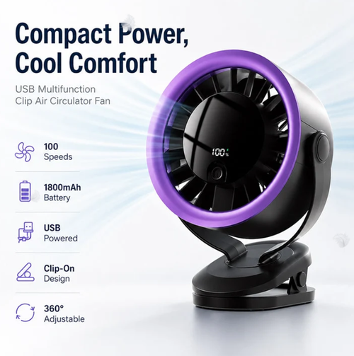 Portable USB Fan with Digital Display