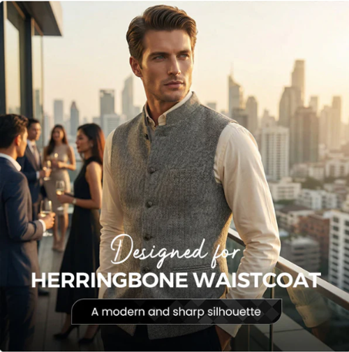 Gilet à chevrons pour homme avec col montant