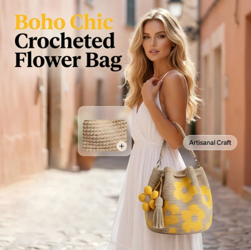 Crochet Bucket Bag for Women