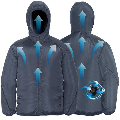 Thin, high-power, high-airflow air-conditioned clothing with a fan