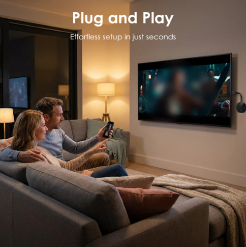 4K Wireless HDMI Display Dongle – Dual-Band Wi-Fi, Plug-and-Play & Universal Screen Mirroring for