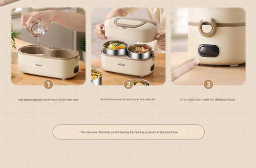 Heating lunch box can be plugged in to keep warm, electric steaming and self-heating