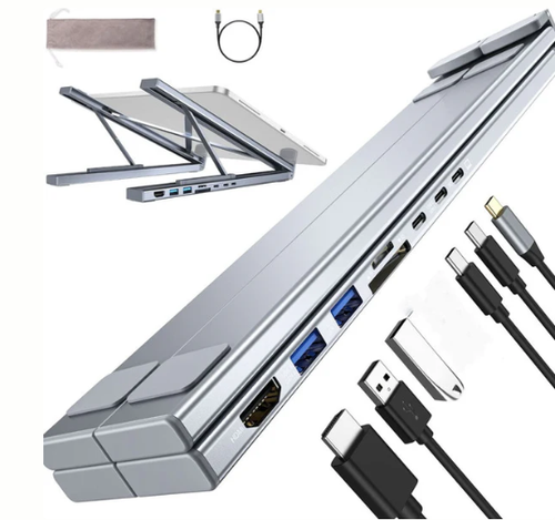 Station d'Accueil USB-C 8-en-1 – Support Réglable, HDMI 4K & Transfert Rapide