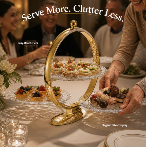 Space-Saving 3-Tier Foldable Serving Stand