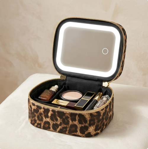 Large capacity makeup bagbox with lights and full-screen LED mirror
