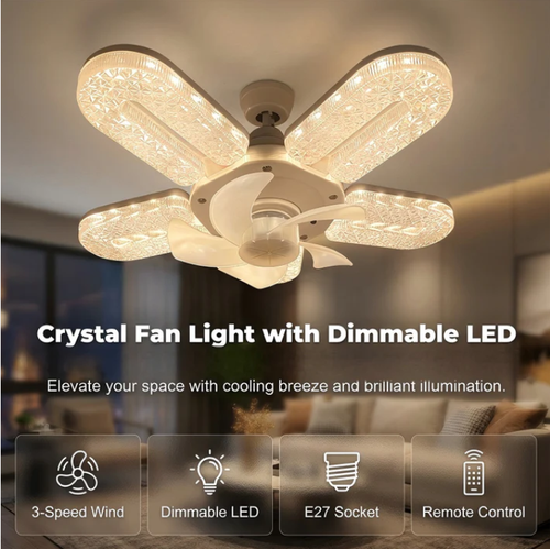 Crystal-Effect LED 5-Blade LED Fan Light