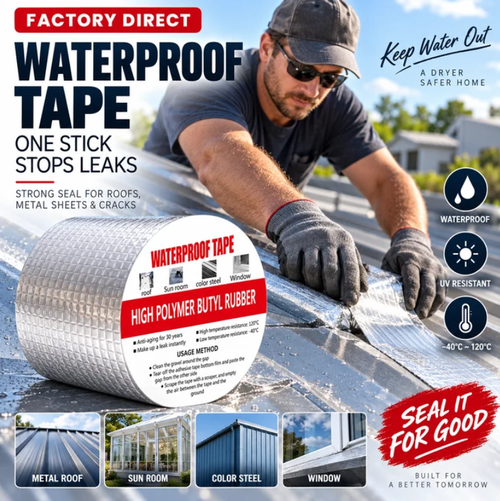 Aluminum Foil Waterproof Tape – Butyl Adhesive, Instant Seal & Weather-Resistant – For Roof, Pipe & Auto Repairs 🔧