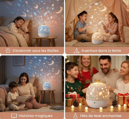 Veilleuse et projecteur 2-en-1 pour enfants