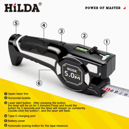 2-in-1 laser rangefinder, laser measuring tape, infrared rangefinder, steel measuring tape