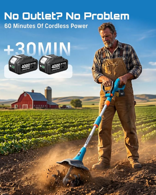 Cultivator for Gardening   Comes with 2 batteries and 1 charger