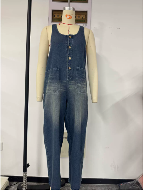 Vintage Washed Cotton Denim Overalls
